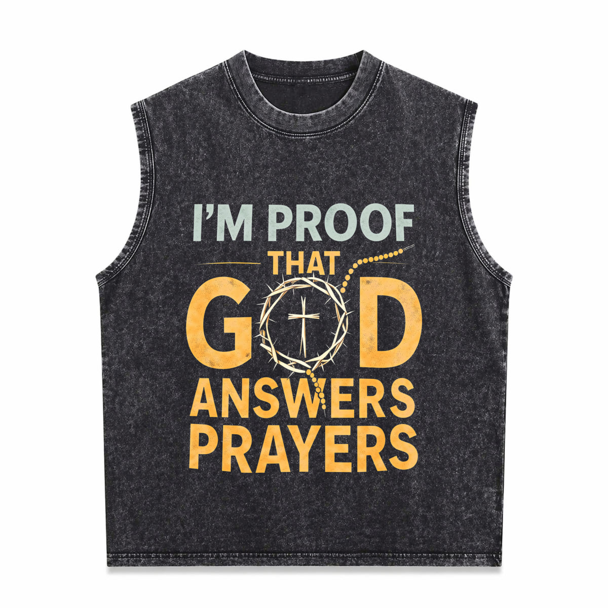 I Am God's Response to Prayer Vintage Washed Tank Top in Black