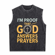 I Am God's Response to Prayer Vintage Washed Tank Top in Black