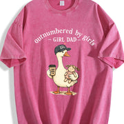 Girl Dad Outnumbered by Girls Vintage Washed T-Shirt in Red
