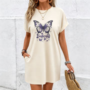 Beautiful Butterfly Letter Cotton T-Shirt in White