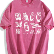 Owls 90s ® Tattoo Retro Mythical Owl Lovers Vintage Washed T-Shirt in Red