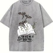 YOU HAD ME AT Dragons Vintage Washed T-Shirt in Gray