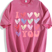 Valentine's Day Loose- Basic Stylish Vintage Washed T-Shirt in Red