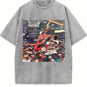 MJ Hard Foul 80's 90's Dunk Bad Boy Detroit vintage washed oversized T-shirt in Gray