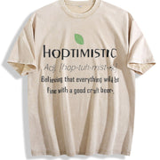 Hoptimistic Beer Lover Vintage Washed T-Shirt in Beige