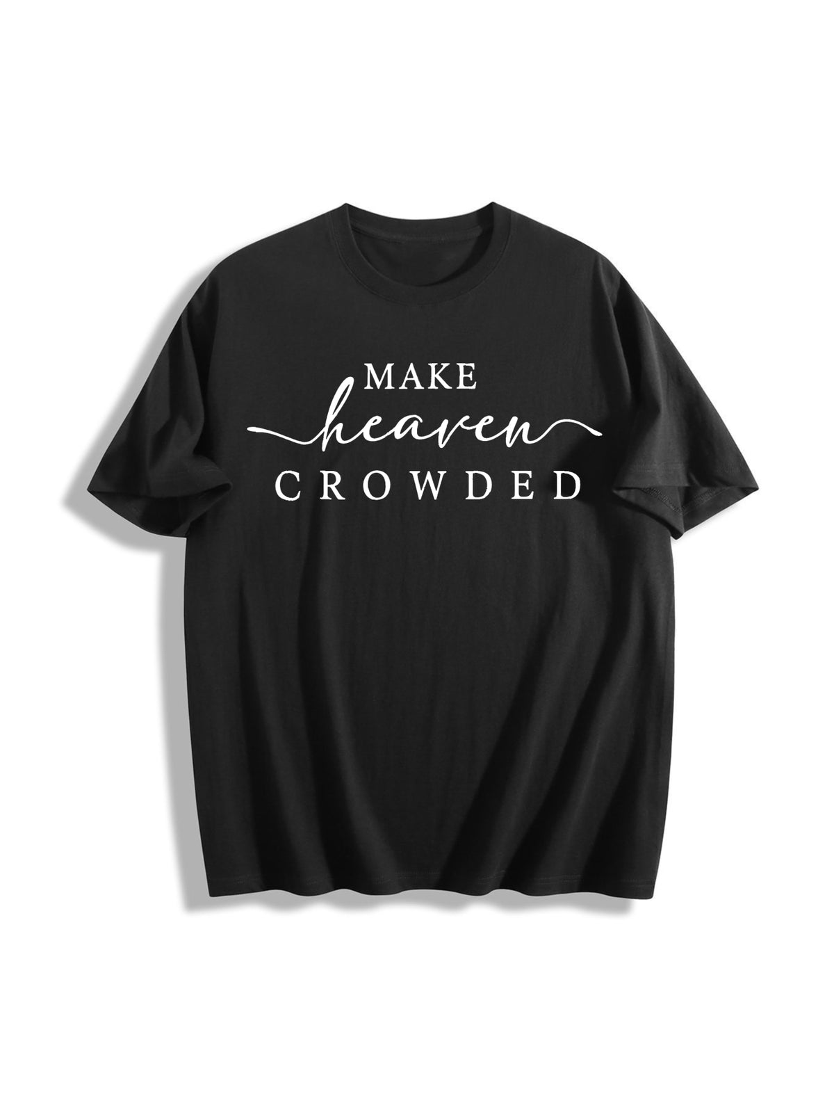 Religious Make Heaven Crowded Cotton T-Shirt in Black