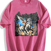 Storm Horse Lightning Vintage Washed T-Shirt in Red