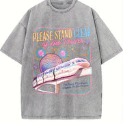 Please Stand Clear of the Doors Magic Monorail WDW Family Vintage Washed T-Shirt in Gray
