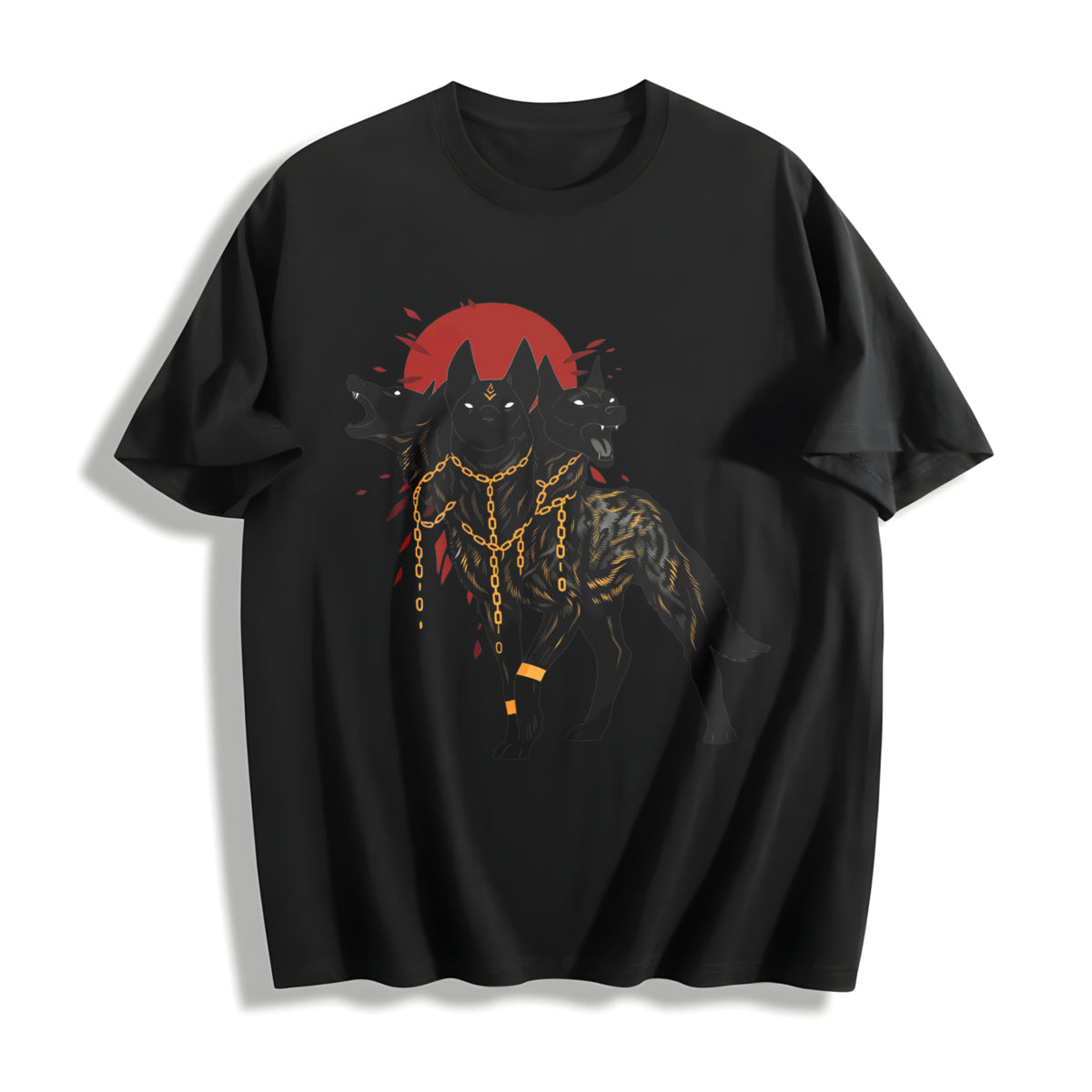 Red Moon Cerberus Sleeveless Tank Cotton T-Shirt in Black