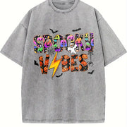Retro Batik Anti-dye Vintage Washed T-Shirt in Gray