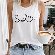 Smile Women's Color Cotton Tank Top in White