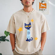 Statement: Black with Text Vintage Washed T-Shirt in Beige