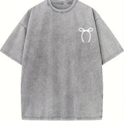 Minimal Bow Vintage Washed T-Shirt in Gray