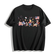 Retro Winnie the Pooh and Friends America 250th Cotton T-Shirt in Black
