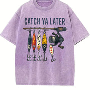 Letter & Mixed Vintage Washed T-Shirt in Purple