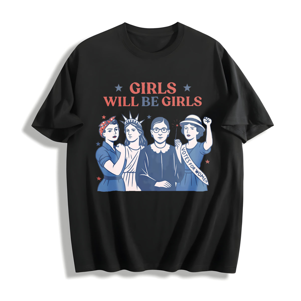 Girls Will Be Girls Cotton T-Shirt in Black