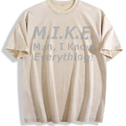 M.I.K.E. Man I Know Everything Vintage Washed T-Shirt in Beige