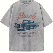 Retro Original Hot Rod Car Retro Distressed Vintage Washed T-Shirt in Gray