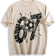 Soccer Ball Explosion Vintage Washed T-Shirt in Beige
