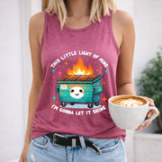 This Stylish Features a of the Letters and Cartoon Of Women's Color Cotton Tank Top in Red