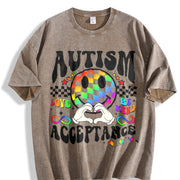 Autism Acceptance Mom Autism Vintage Washed T-Shirt in Brown