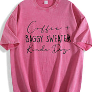 Coffee & Baggy Sweater Kinda Day vintage washed oversized T-shirt in Red