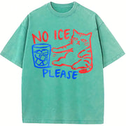 No ICE Please Cat Abolish ICE S~5XL and Batik vintage washed oversized T-shirt in Blue