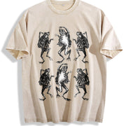 Dancing Frog 90s Tattoo Vintage Washed T-Shirt in Beige