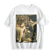 Tattoo Artist Cats Cotton T-Shirt in White