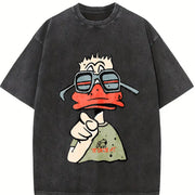 For Formal Urban Distressed Enthusiasts Vintage Washed T-Shirt in Black