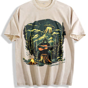 Retro Gorilla Making Music Vintage Washed T-Shirt in Beige