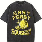 Easy Peasy Lemon Squeezy Vintage Washed T-Shirt in Black