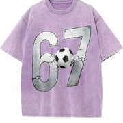 67 Soccer Vintage Washed T-Shirt in Purple