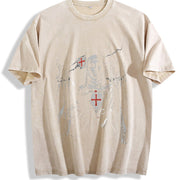 Retro Baldwin IV The Leper King The Crusader King and His vintage washed oversized T-shirt in Beige