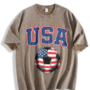 USA Soccer Vintage Washed T-Shirt in Brown