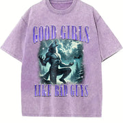 Good Girls Like Bad Guys 90s Vintage Washed T-Shirt in Purple