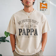 Custom My Favorite People Call Me Papa Vintage Washed T-Shirt in Beige