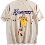 Dalton Knecht Westside Knecht 4 Basketball Los Angeles vintage washed oversized T-shirt in Beige