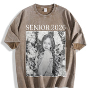 Personalised Senior 2026 Vintage Washed T-Shirt in Brown