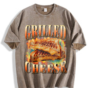Grilled Cheese Food Lover Vintage Washed T-Shirt in Brown