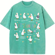 It's OK to Be Different Autism Goose vintage washed oversized T-shirt in Blue
