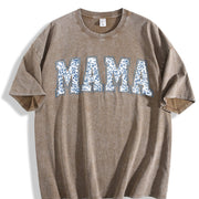 Toile Floral Mama Pregnancy Announcement Boy Vintage Washed T-Shirt in Brown
