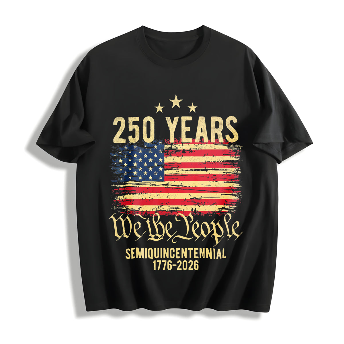 Celebrate 250th Anniversary Cotton T-Shirt in Black