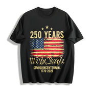 Celebrate 250th Anniversary Cotton T-Shirt in Black