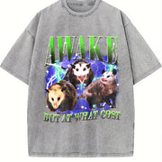 Awake but at What Cost Vintage Washed T-Shirt in Gray