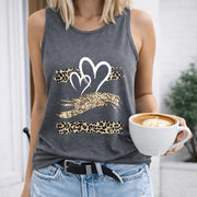 Wild Heart Leopard Women's Color Cotton Tank Top in Gray