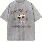 Espresso Martini Cocktail & Social Club vintage washed oversized T-shirt in Gray