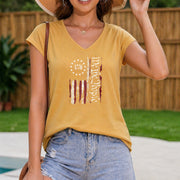 Navy Blue Patriotic USA Tank Women's Color Cotton Tank Top in Yellow