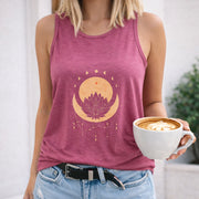 Moon Lotus Women's Color Cotton Tank Top in Red