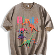 Birds vintage washed oversized T-shirt in Brown